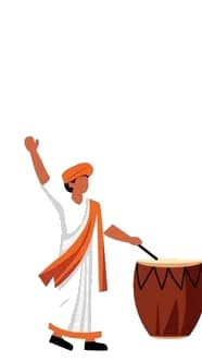 Indian man playing a dhol drum